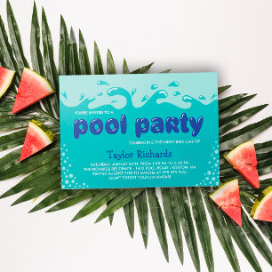 Invitation Boues d'eau - Anniversaire de enfant Pool Party