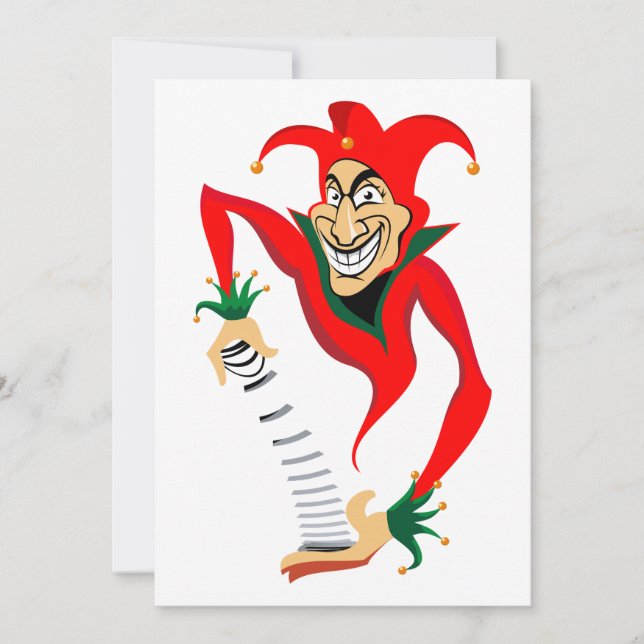 Invitation Bouffon Joker au rictus maléfique avec diable en b (Devant)