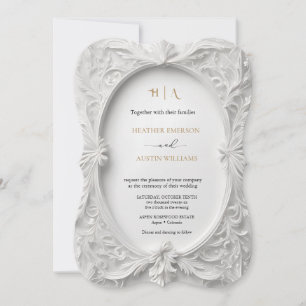 Invitation Bougainvillea Green Gold Mariage Art Nouveau Mucha