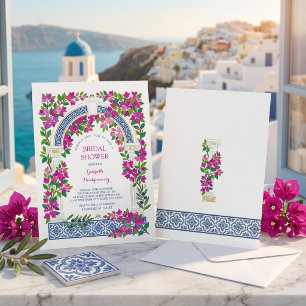 Invitation Bougainvillea Méditerranée bleue Baby Shower