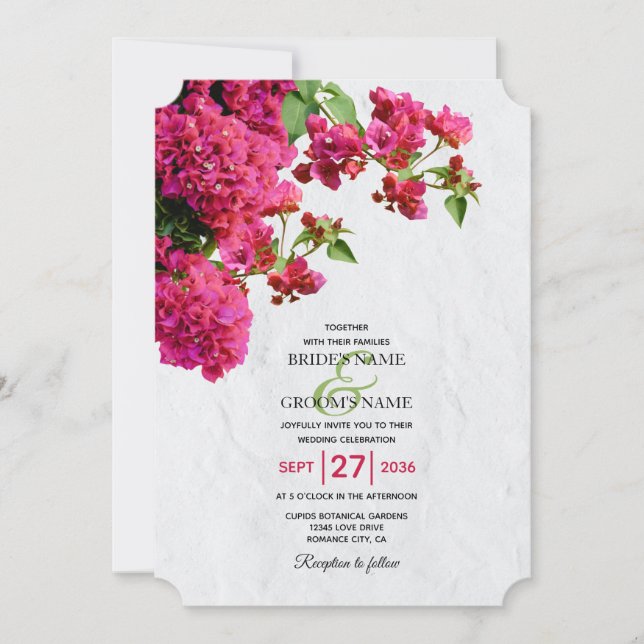 Invitation Bougainvillea Méditerranée Grec Mariage (Devant)