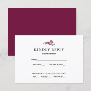 Invitation Bougainvillea Méditerranéen Rose Bourgogne RSVP