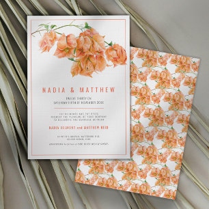 Invitation Bougainvillea orange apricot mariage