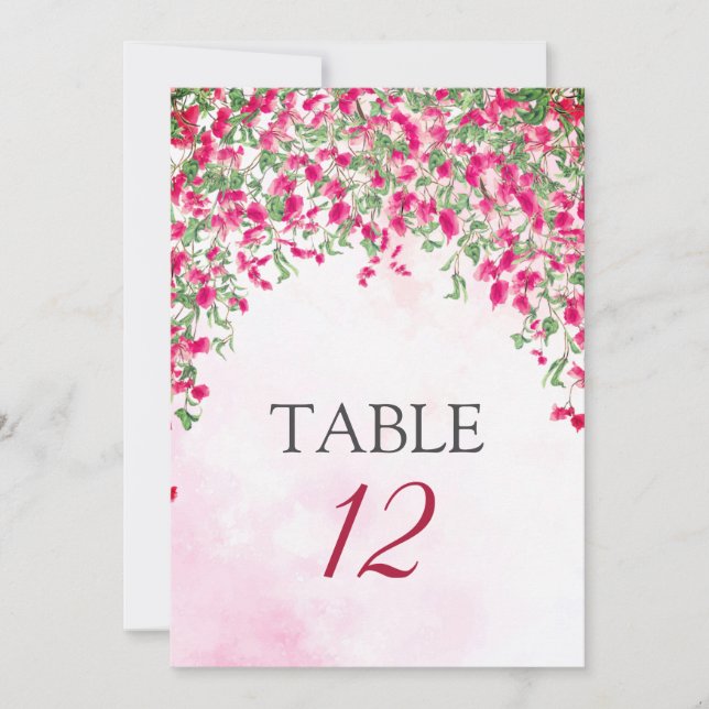 Invitation Bougainvillea Tropical Forest Wedding Table Number (Devant)