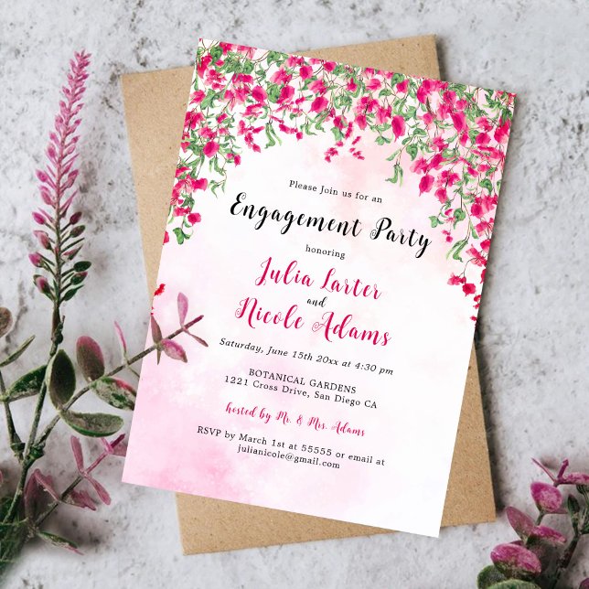 Invitation Bougainvillea Tropical Rainforest Engagement Party (Créateur téléchargé)