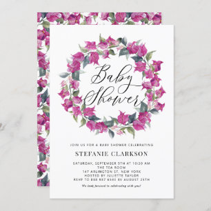 Invitation Bougainvillier d'aquarelle violet Baby shower de c