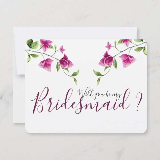 Invitation Bougainvilliers roses Fleur Bridesmaid (Devant)