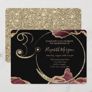 Invitation Bougie 30ème Anniversaire Marbre Bourgogne Paille