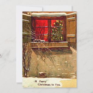Invitation Bougie de cottage d'hiver Arbre de Noël illuminé F