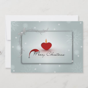 Invitation Bougie de Noël et flocons de neige recto verso
