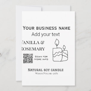 Invitation Bougie de soy entreprise ajouter q r code nom d'en