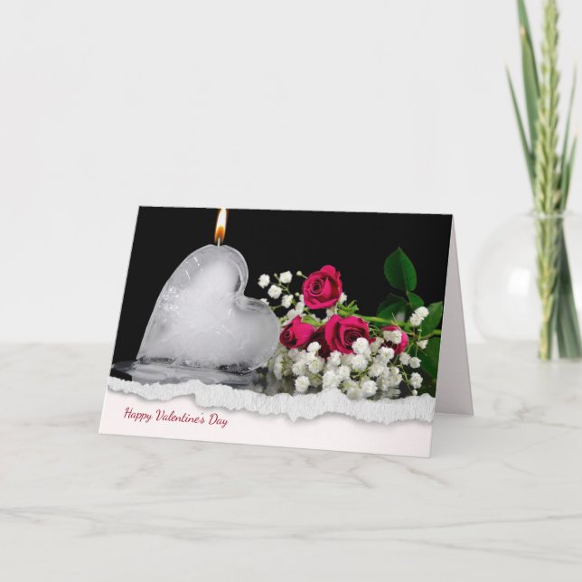 Invitation bougie en forme de coeur de glace fondant avec bor (Devant)