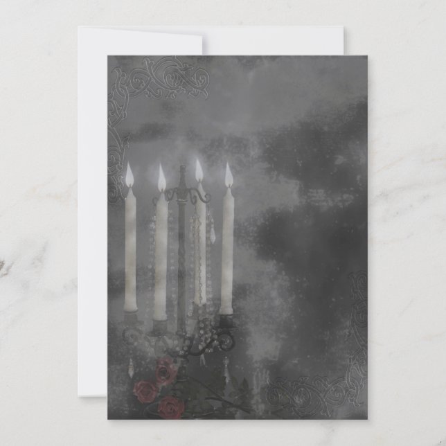 Invitation Bougie Gothique Lumière Rose ensemble Mariage (Devant)