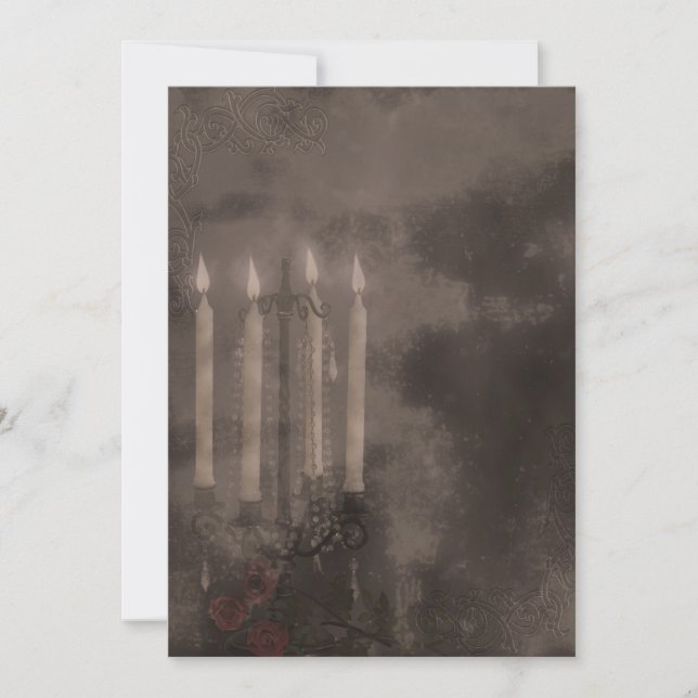 Invitation Bougie Gothique Lumière Rose Mariage (Devant)