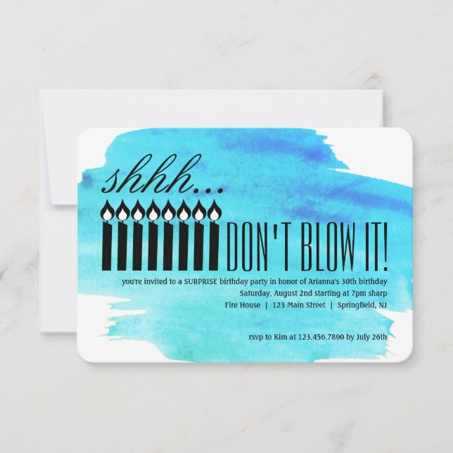 Invitation Bougie Surprise Chut... NE LE SOUFFLE PAS ! Annive (Devant)