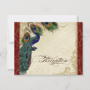 Invitation Bougie Vintage Peacock Feathers Dentelle Réception