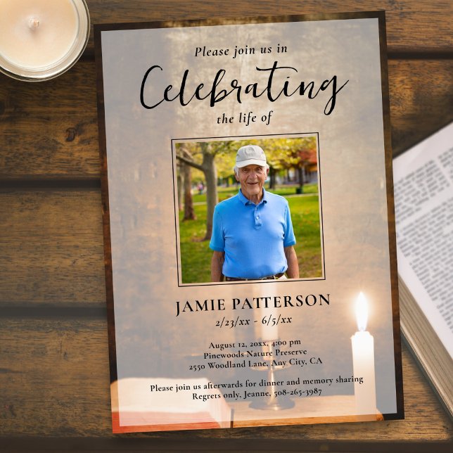 Invitation Bougies Bible Célébration de la vie Photo Funérail (Créateur téléchargé)