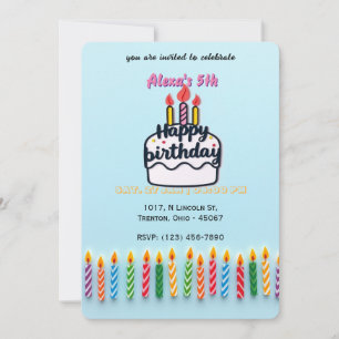 Invitation Bougies colorées d'anniversaire