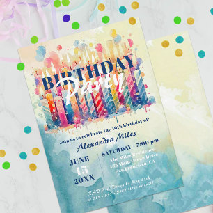 Invitation Bougies colorées et ballons Anniversaire