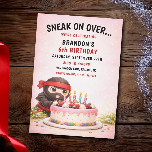 Invitation Bougies colorées gâteau d'anniversaire Ninja Migno (Créateur téléchargé)