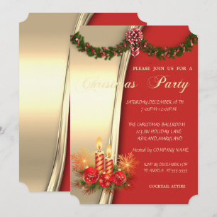 Invitation Bougies de Noël, Fête de la Société Rouge Or