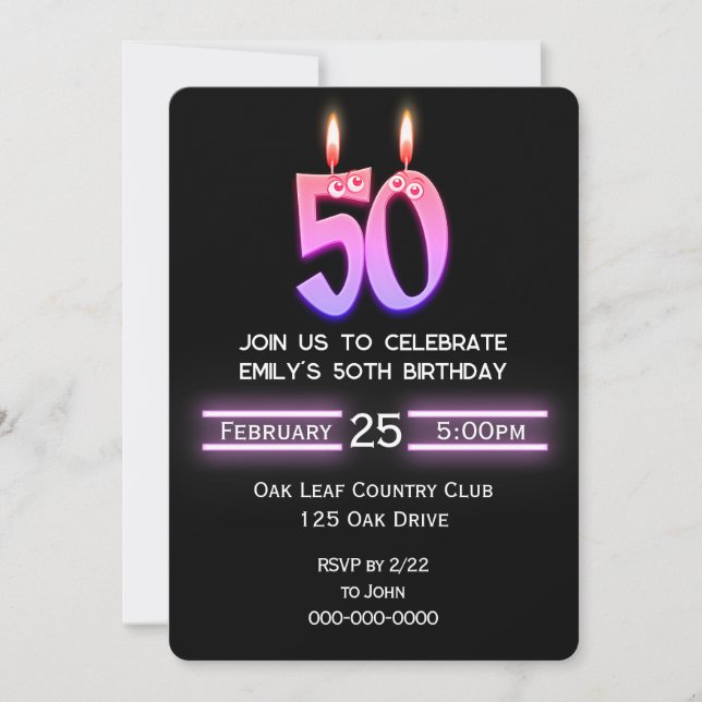 Invitation Bougies du 50e anniversaire (Devant)