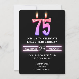Invitation Bougies du 75e anniversaire