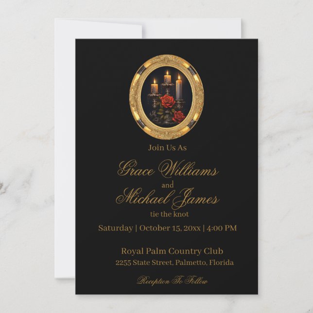 Invitation Bougies et Roses magnifiquement gothiques (Devant)