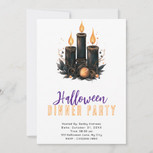 Invitation Bougies noires Ornement doré Soirée d'Halloween Di