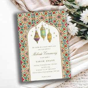Invitation Bougies ornementées de classe Cérémonie Mehndi flo