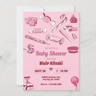 Invitation Bougies roses baby shower doux