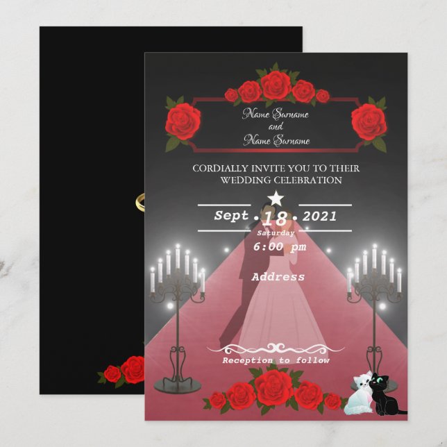Invitation Bougies sur tapis rouge (Devant / Derrière)