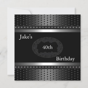 Invitation Bougons noirs 40e fête d'anniversaire homme argent