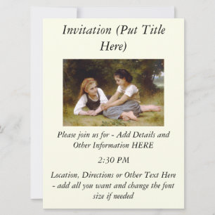 Invitation Bouguereau's 1882 Les noisettes rassemblent Les no
