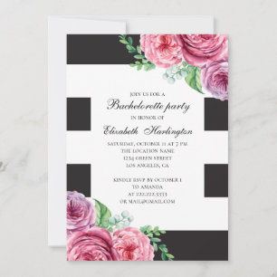 Invitation Bouho rose aquarelle fête de bachelortie florale