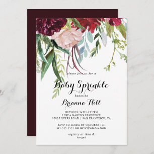 Invitation Bouho Whimsical de luxe Floral Baby Sprinkl