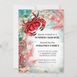 Invitation Bouillabaisse de crabe Fête d'été de fruits de mer