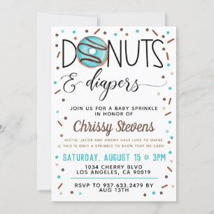 Invitation Bouillie de chocolat Donut Baby Sprinkor Shower In