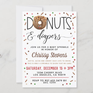 Invitation Bouillie de chocolat Donut Baby Sprinkor Shower In