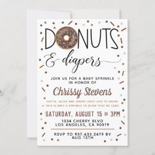 Invitation Bouillie de chocolat Donut Baby Sprinkor Shower In