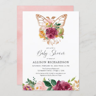 Invitation Bouillon de rose d'or rougit bordeaux