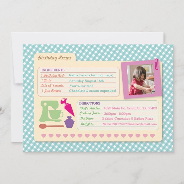 Invitation Boulangerie Anniversaire Cuisine Photo Recette Car (Devant)