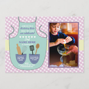 Invitation Boulangerie Apron Anniversaire Fête Photo Mint Inv