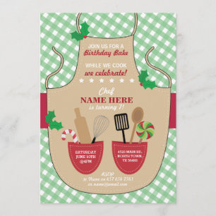 Invitation Boulangerie Apron Fête d'anniversaire Filles Noël