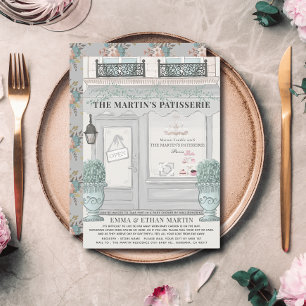 Invitation Boulangerie française Patisserie Baby shower gris 