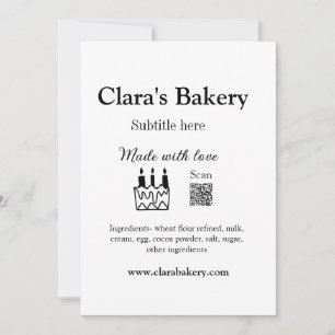 Invitation Boulangerie gâteau ajouter ingrédients fabriqués a