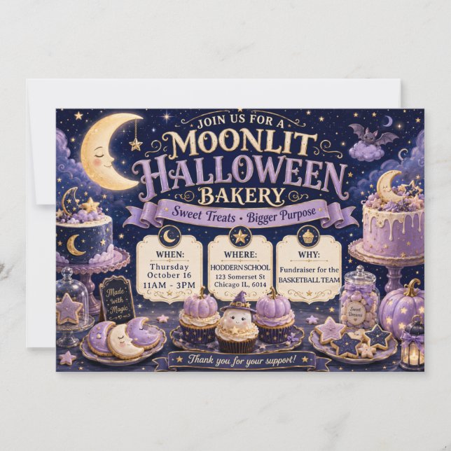Invitation Boulangerie Halloween au Clair de Lune (Devant)