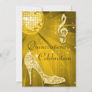 Invitation Boule à facettes et talons scintillants pour une Q