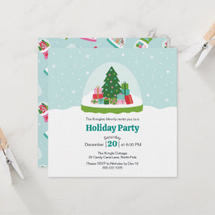 Invitation Boule à neige Arbres et Cadeaux Fantaisistes en Bl