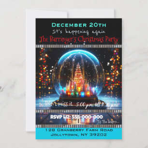 Invitation Boule à neige élégante Fête de Noël annuelle